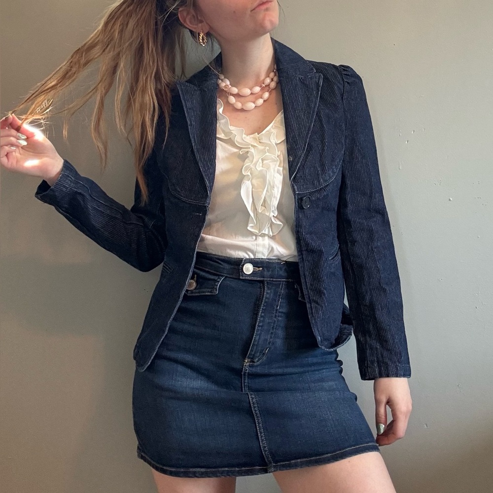 Old Navy Denim Ribbed Blazer Jacket.